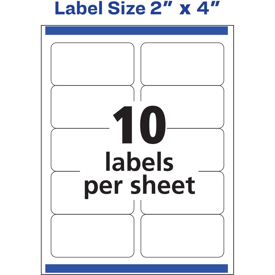 Avery® TrueBlock(R) Shipping Labels, Sure Feed(TM) Technology, Permanent Adhesive, 2" x 4" , 250 Labels (5263) - 2" Height x 4" Width - Permanent Adhesive - Rectangle - Laser - Bright White - Paper - 10 / Sheet - 25 Total Sheets - 250 Total Label(s) - = AVE05263