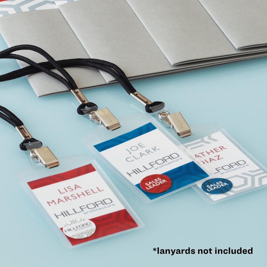 Avery® Vertical Style Heavy-Duty Badge Holders - Support 4" (101.60 mm) x 3" (76.20 mm) Media - Vertical - 3.88" (98.43 mm) x 2.63" (66.68 mm) x 0.50" (12.70 mm) x - Polyvinyl Chloride (PVC) - 25 / Pack - Clear = AVE74472