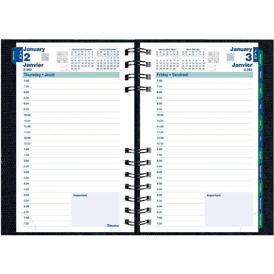 Blueline® CoilPro™ Daily Planners - Julian Dates - Daily - 12 Month - January 2024 till December 2024 - Appointment Books & Planners - BLIC1504C81B