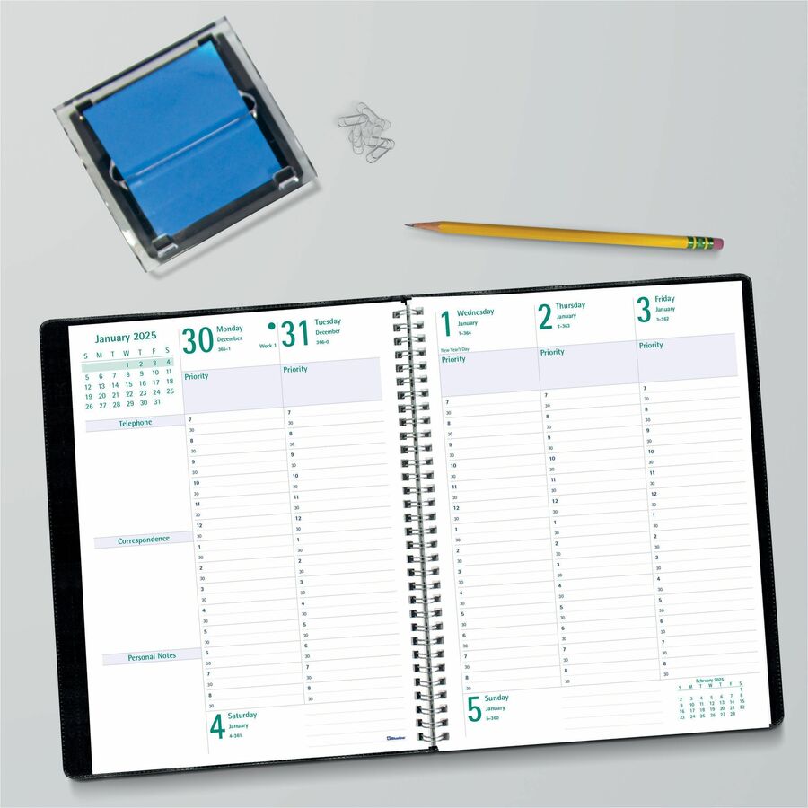 Blueline 13-Month Weekly Planner - Julian Dates - Weekly - December 2023 till December 2024 - Appointment Books & Planners - BLIC590081