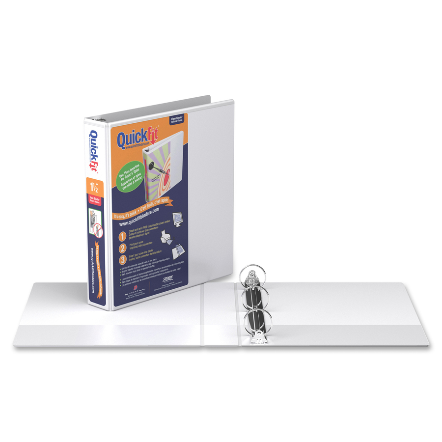 QuickFit QuickFit Round Ring View Binder - 1 1/2" Binder Capacity - Letter - 8 1/2" x 11" Sheet Size - Round Ring Fastener(s) - Internal Pocket(s) - White - Recycled - Easy Insert Spine, Clear Overlay - 1 Each = RGO871200