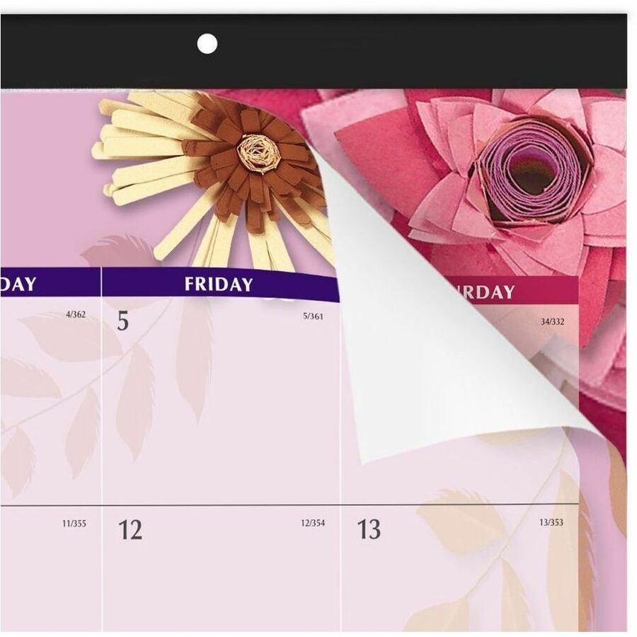 At-A-Glance 2024 Paper Flowers Monthly Desk Pad, Standard, 21 3/4" x 17" - Standard Size - Julian Dates - Monthly - 1 Year - January 2024 - December 2024 - 1 Month Single Page Layout - 21 3/4" x 17" Purple Sheet - 2.81" x 2.50" Block - Headband - Desk Pad