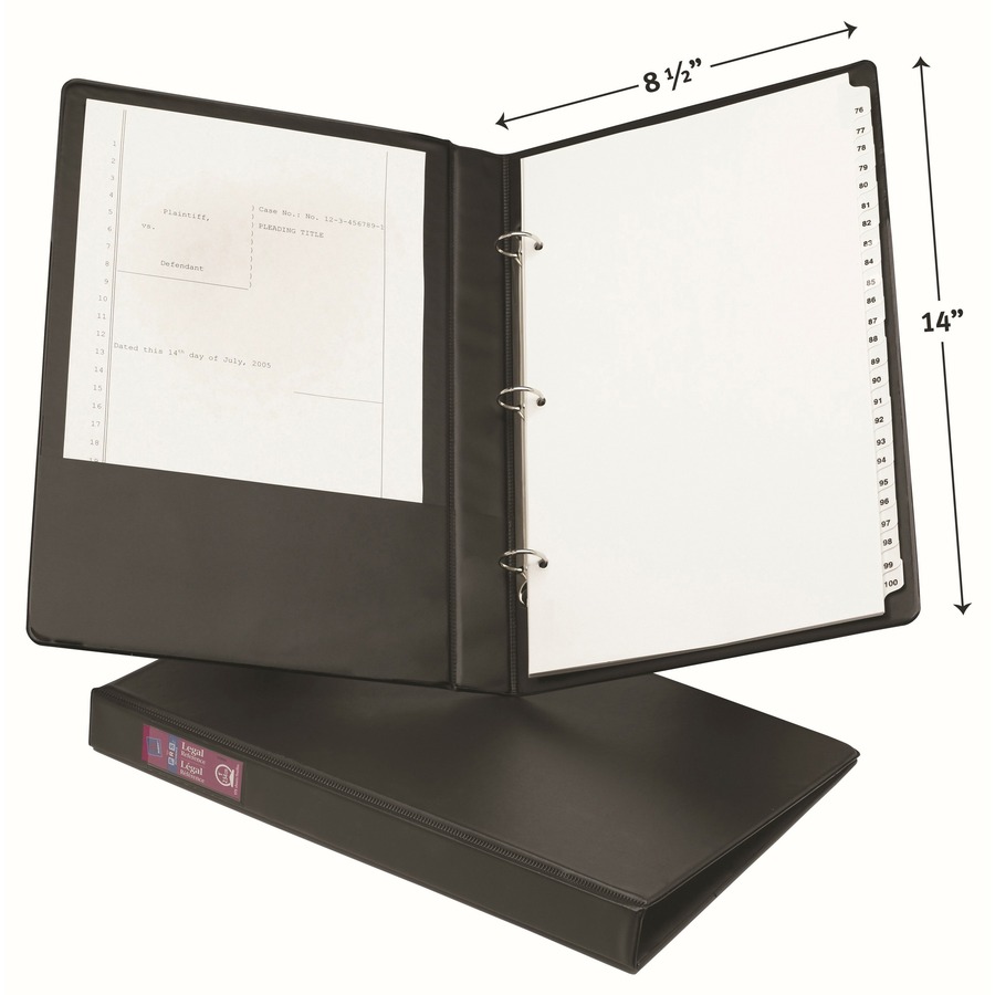 Avery® Legal Durable Binder - 1" Binder Capacity - Legal - 8 1/2" x 14" Sheet Size - 175 Sheet Capacity - 3 x Round Ring Fastener(s) - 2 Internal Pocket(s) - Vinyl, Chipboard - Black - Recycled - Spine Label, Durable, Flexible, Sturdy, Rivet, Label Ho - Legal Binders - AVE06400