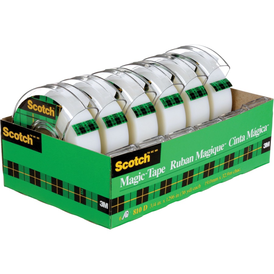 3M Scotch Magic Transparent Tape - 36 yd (32.9 m) Length x 0.75" (19 mm) Width - 1" Core - 1 Each - Transparent & Invisible Tapes - MMM81018PP