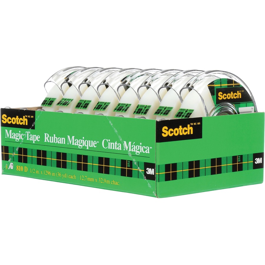 3M Scotch Magic Transparent Tape - 36 yd (32.9 m) Length x 0.50" (12.7 mm) Width - 1" Core - 1 Each - Transparent & Invisible Tapes - MMM81012PP
