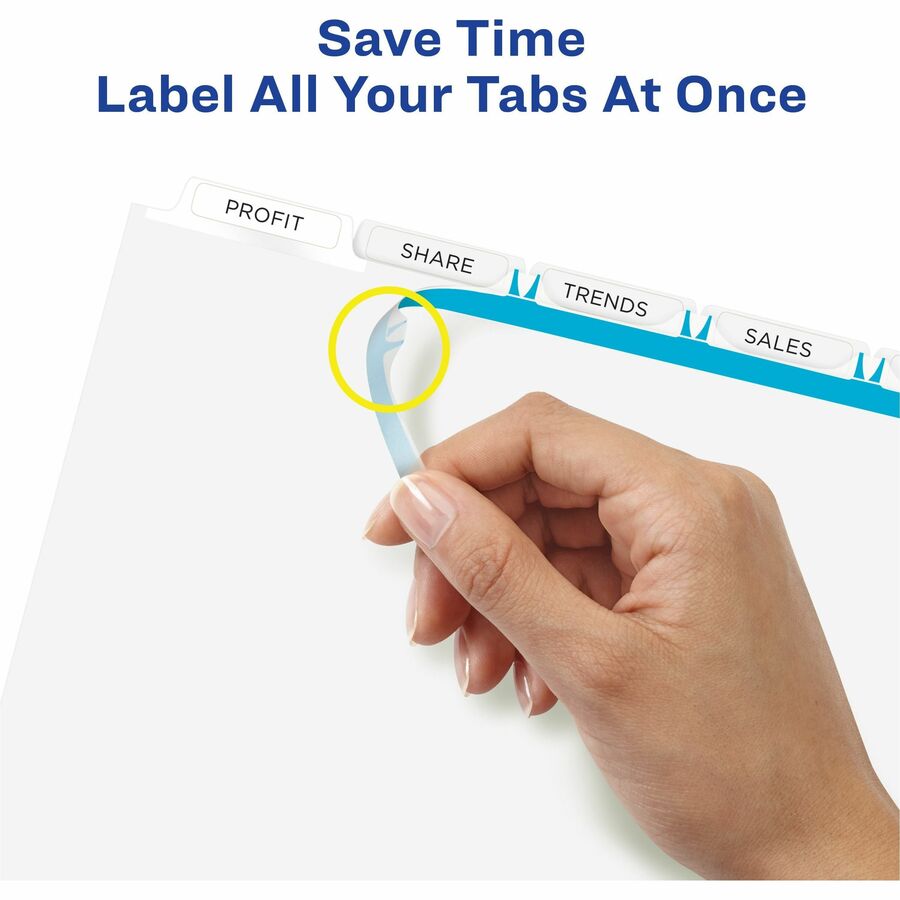 Avery® Index Maker Index Divider - 5 x Divider(s) - 5 - 5 Tab(s)/Set - 8.50" Divider Width x 11" Divider Length - 3 Hole Punched - White Paper Divider - White Paper Tab(s) - Index Dividers - AVE11416