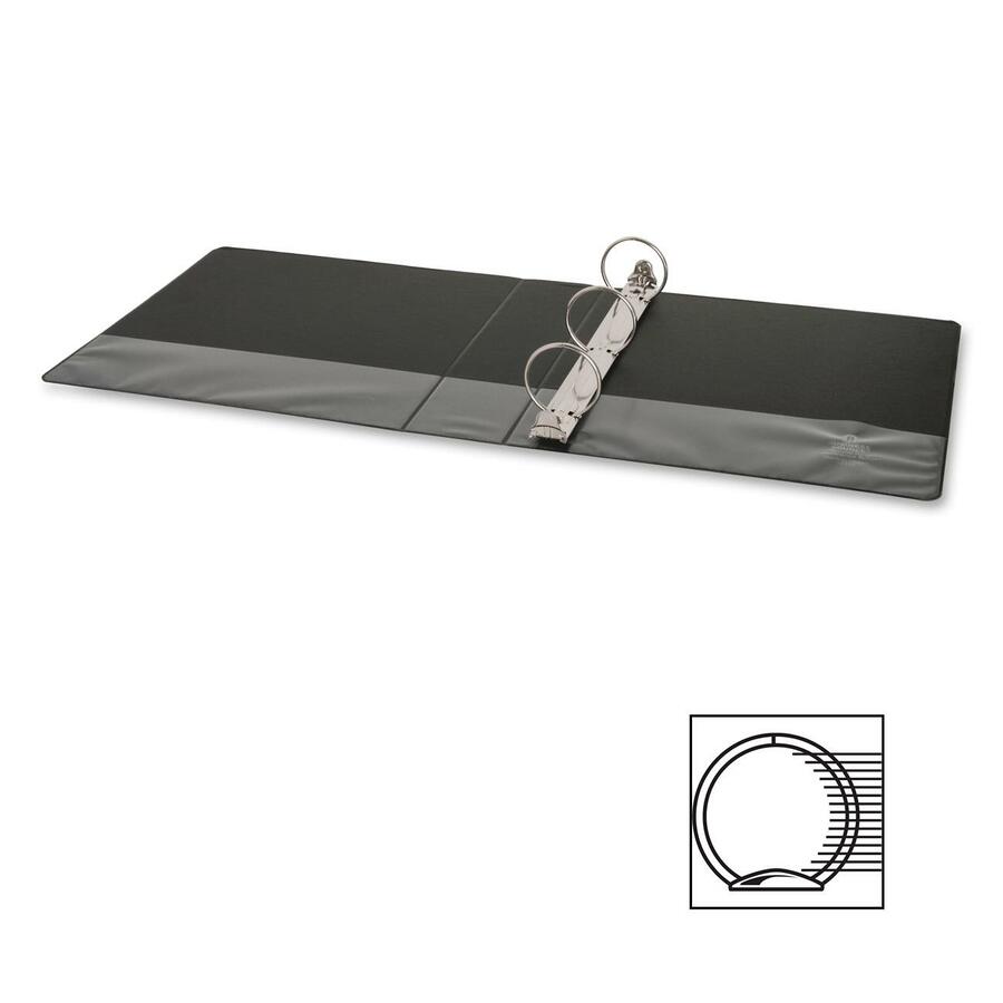 Business Source Basic Round-ring Binder - 2" Binder Capacity - Letter - 8 1/2" x 11" Sheet Size - 3 x Round Ring Fastener(s) - Inside Front & Back Pocket(s) - Vinyl - Black - 453.6 g - Recycled - Exposed Rivet, Non Locking Mechanism, Open and Closed Trigg = BSN09977