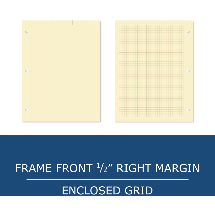 Roaring Spring 5x5 Grid Engineering Pad - 100 Sheets - 200 Pages - Printed - Glued - Back Ruling Surface - 3 Hole(s) - 20 lb Basis Weight - 75 g/m² Grammage - 11" x 8 1/2" - 0.40" x 8.5" x 11" - Buff Paper - 1 Each