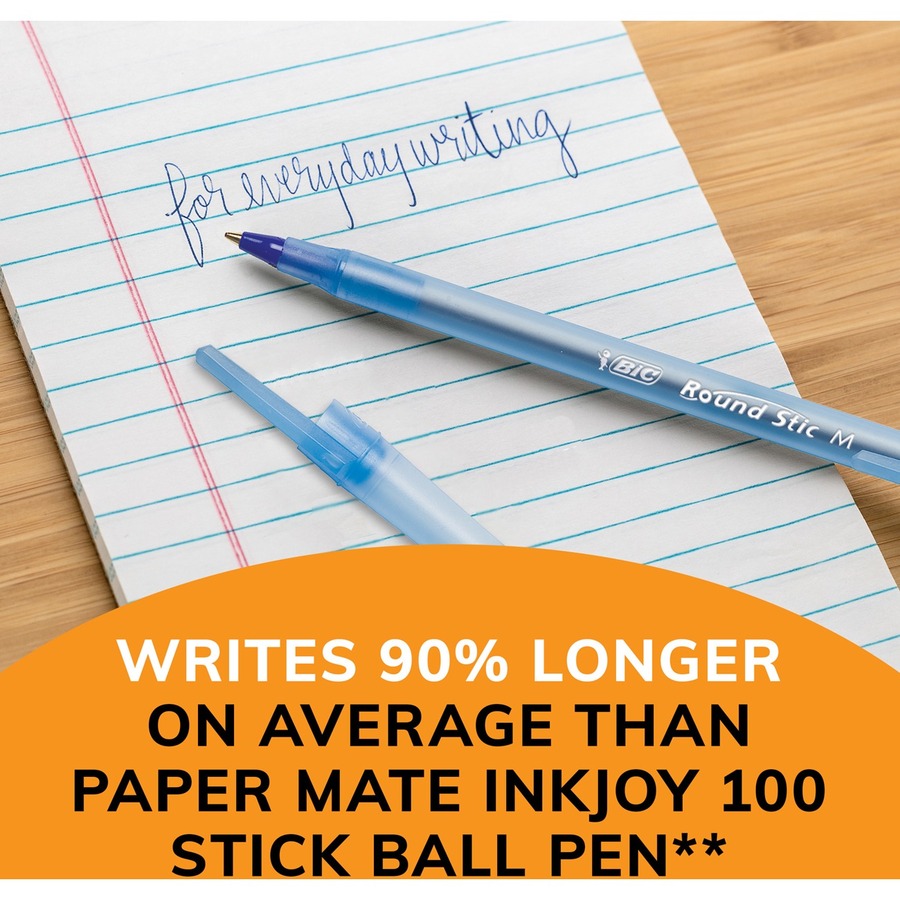 BIC Round Stic Ballpoint Pen - Medium Pen Point - Blue - 12 / Box - Ballpoint Stick Pens - BICGSM11BLU