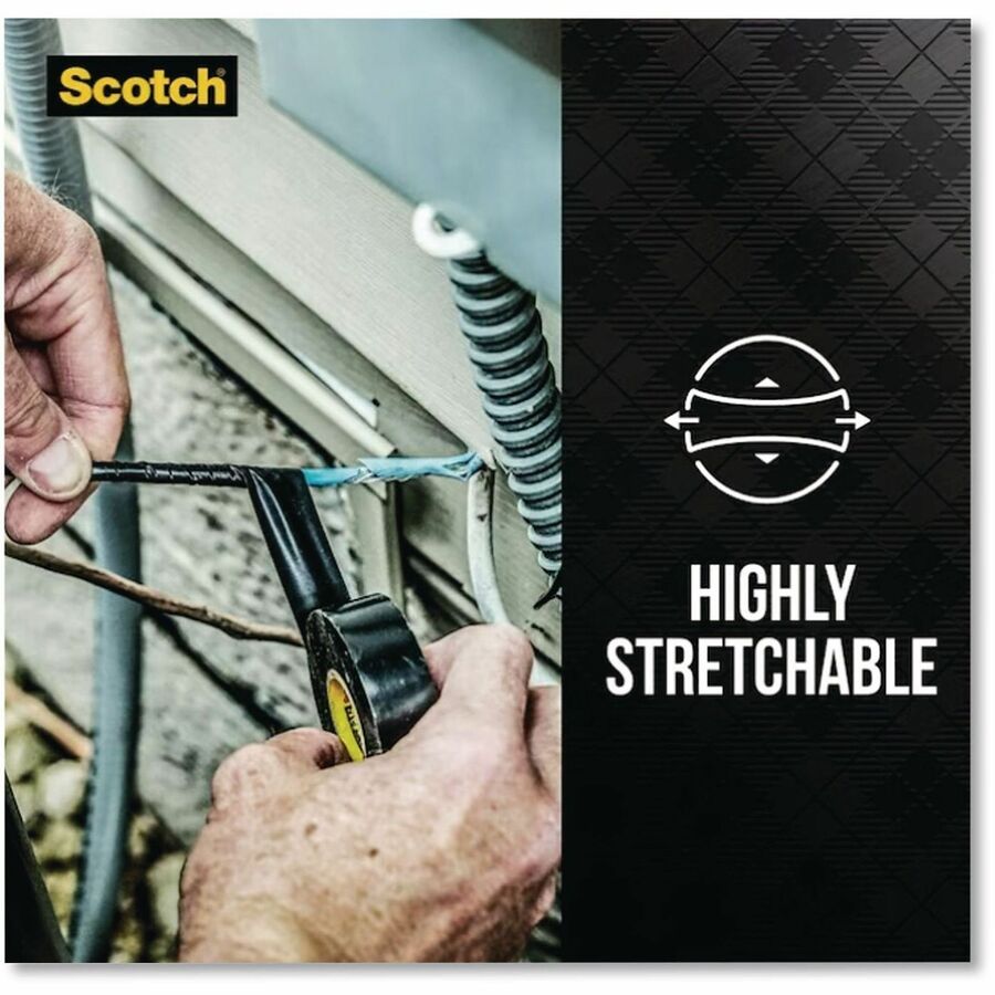 Scotch Super 88 Insulating Tape - 22 yd Length x 0.75" Width - Black - Vinyl - Polyvinyl Chloride (PVC) Backing - Rubber Adhesive - For Insulating Wire, Rubber, Synthetic Material - 1 Roll