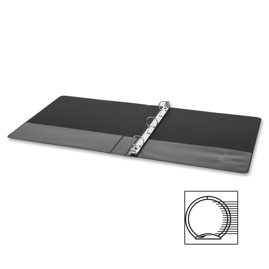 Business Source Basic Round Ring Binder - 1" Binder Capacity - 8 1/2" x 5 1/2" Sheet Size - 240 Sheet Capacity - 3 x Round Ring Fastener(s) - Chipboard, Polypropylene - Black - Open and Closed Triggers, Exposed Rivet, Sturdy - 1 Each = BSN28523
