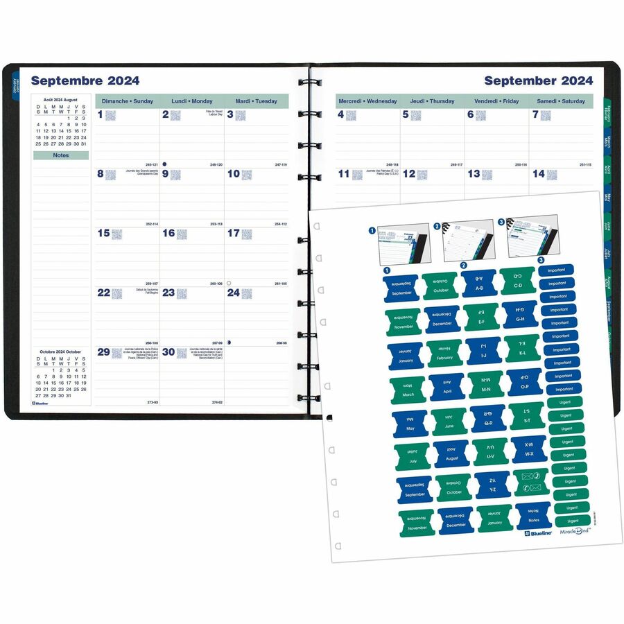 Blueline Miracle Bind/Twin Wire 16-Month Monthly Planner, 11"x 9-1/16" , Bilingual