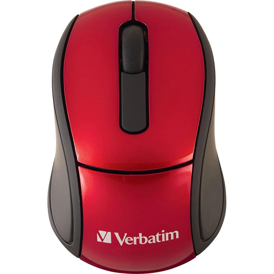 Verbatim Wireless Mini Travel Optical Mouse - Red - Optical - Wireless - Radio Frequency - Red - 1 Pack - USB - 1600 dpi - Scroll Wheel - 3 Button(s) = VER97540