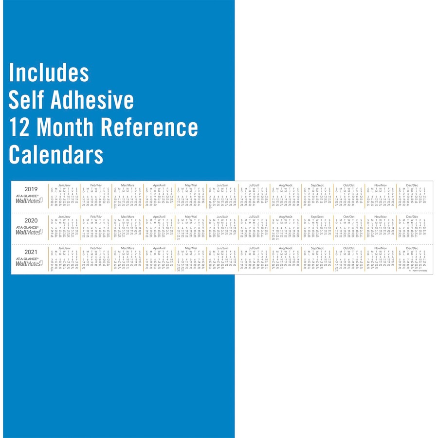 At-A-Glance WallMates Self-Adhesive Dry Erase Weekly Plan Surface - Weekly - 1 Week - 24" x 18" Sheet Size - White - Erasable, Self-adhesive, Adhesive Backing, Reference Calendar, Residue-free, Dry Erase Surface - 1 Each