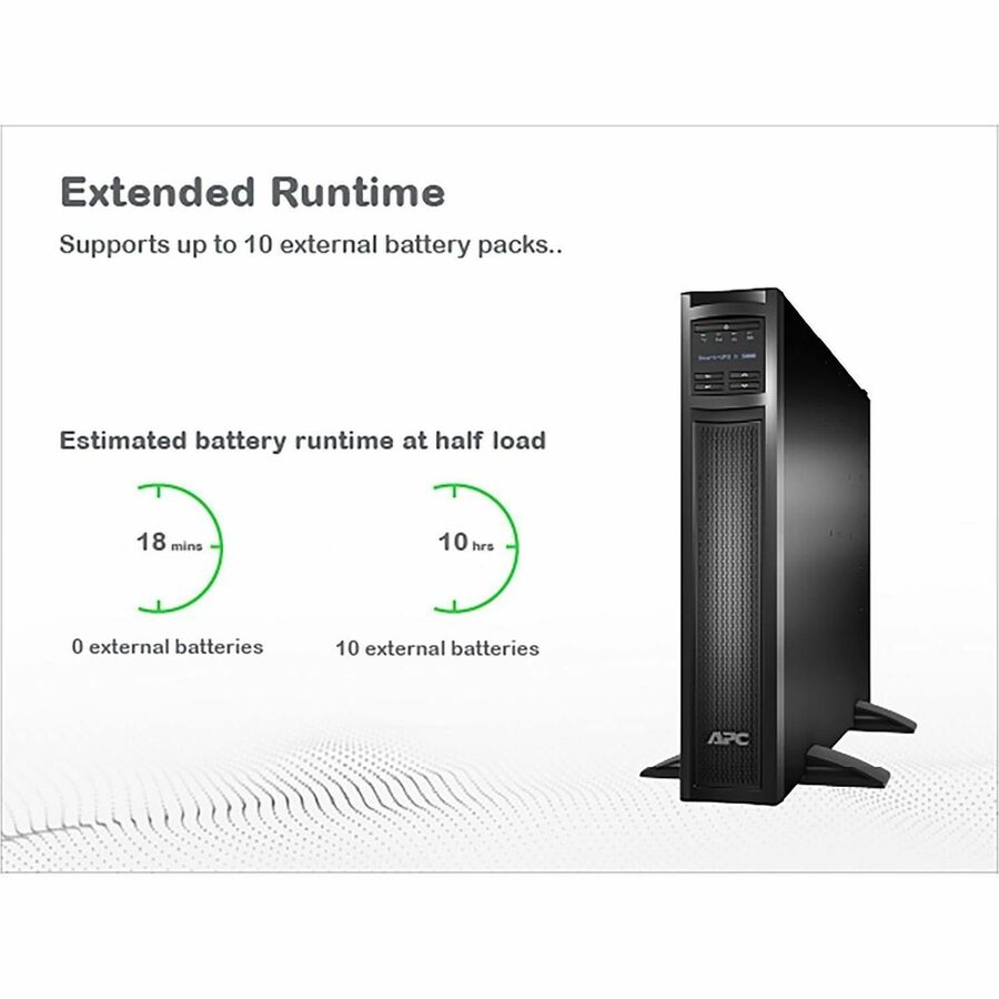 APC Smart-UPS X, Line Interactive, 3kVA, Rack/tower convertible 2U, 208V-230V, 8x C13+1x C19 IEC, SmartSlot, Extended runtime