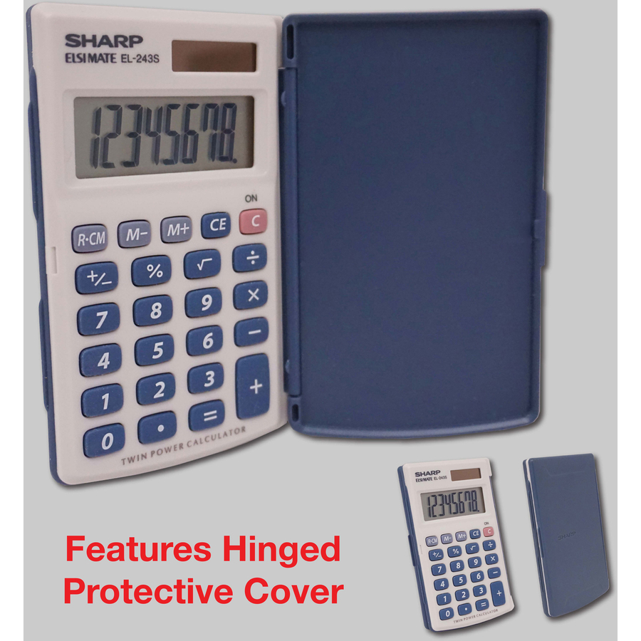 thumbnail image 2 of Sharp EL243SB 8-Digit Solar Powered Calculator – Flat Viewing, 3-Key Memory, LCD Display 2 of 4