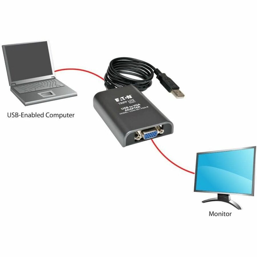 Eaton Tripp Lite Series USB 2.0 to VGA Dual-Monitor Adapter, 128 MB SDRAM, 1920 x 1080 (1080p) @ 60 Hz
