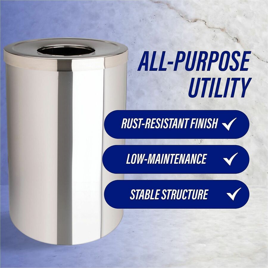 Genuine Joe - Poubelle en acier inoxydable de 30 gallons