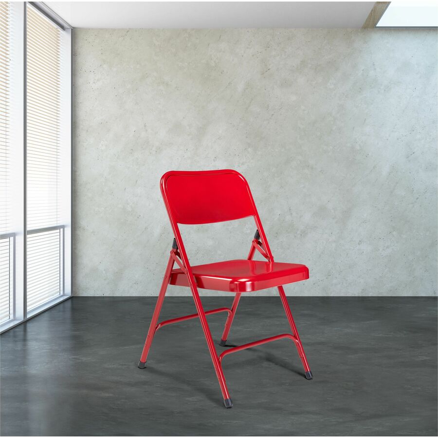 National Public Seating 200 Series All-Steel Folding Chair - Tubular Steel Frame Material - Red - Steel, Polypropylene - 4 / Carton