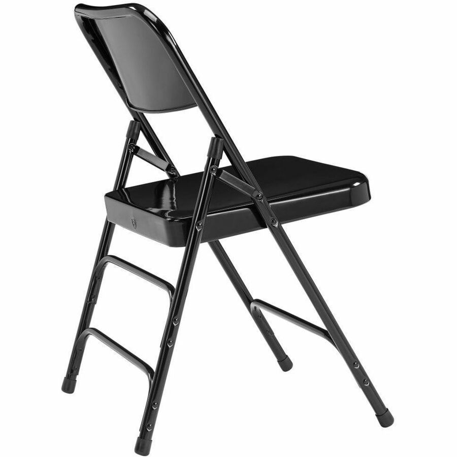 National Public Seating 300 Series All-Steel Folding Chair - Powder Coated Frame Color - Tubular Steel Frame Material - Four-legged Base - Black - Steel, Polypropylene - 4 / Carton