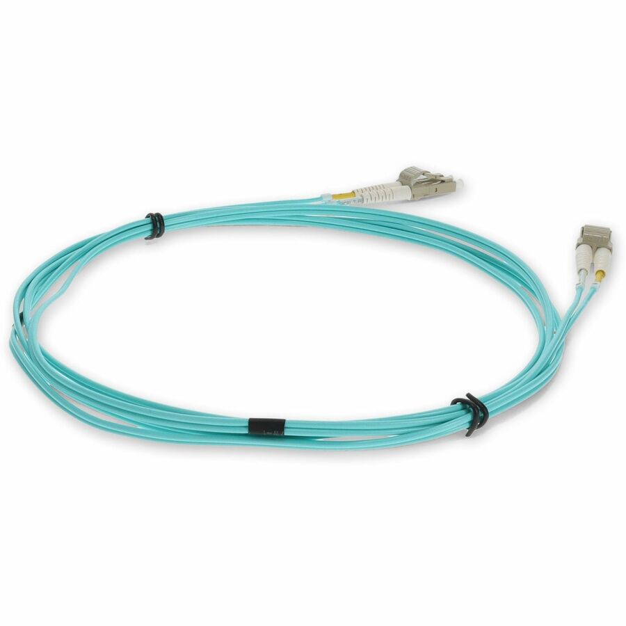 AddOn 3m LC to LC Aqua OM3 Duplex OFNR (Riser-Rated) MMF (Multi Mode) Fiber Patch Cable, 50/125