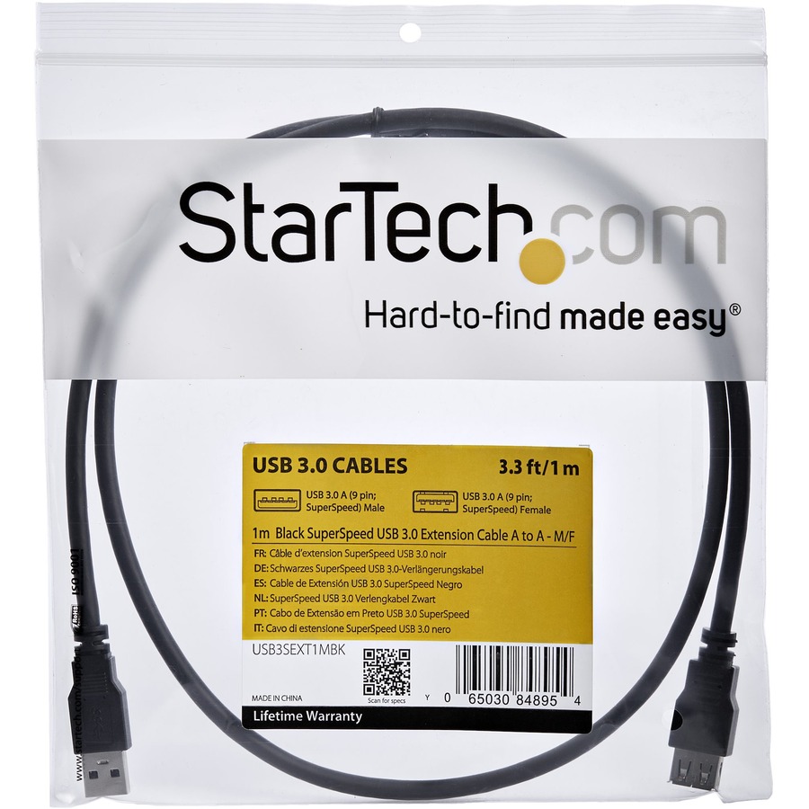 StarTech.com 1m Black SuperSpeed USB 3.0 (5Gbps) Extension Cable A