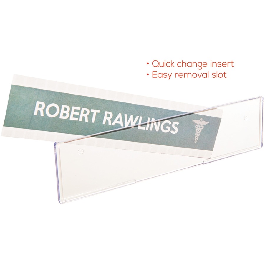 Deflecto Cubicle Nameplate Sign Holder - 1 Each - 8.50" (215.90 mm) Width x 2" (50.80 mm) Height - Rectangular Shape - Insertable, Magnetic - Plastic - Clear = DEF587501