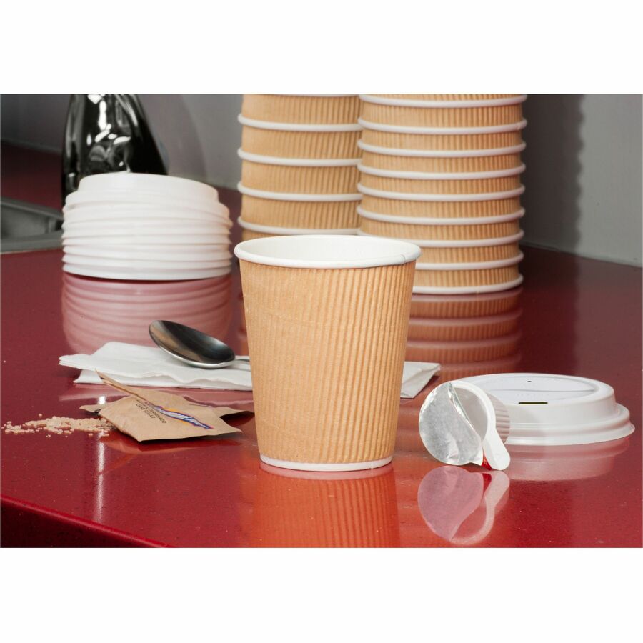 Genuine Joe Rippled Hot Cup - 10oz - 25 / Pack - Brown - Beverage, Hot Drink - Cups & Mugs - GJO11256PK