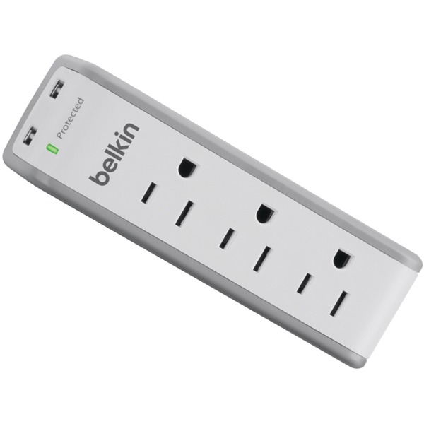 BELKIN 3-Outlet 918-Joules Mini Surge Protector - 2 USB Charging Ports
