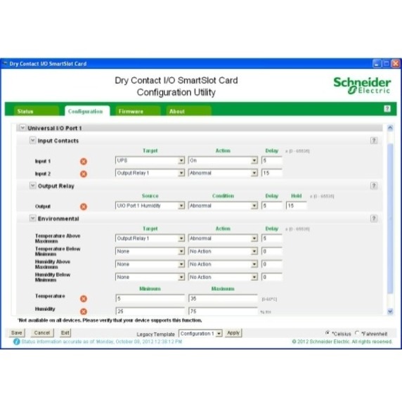 APC by Schneider Electric Dry Contact I/O SmartSlot Card - SmartSlot