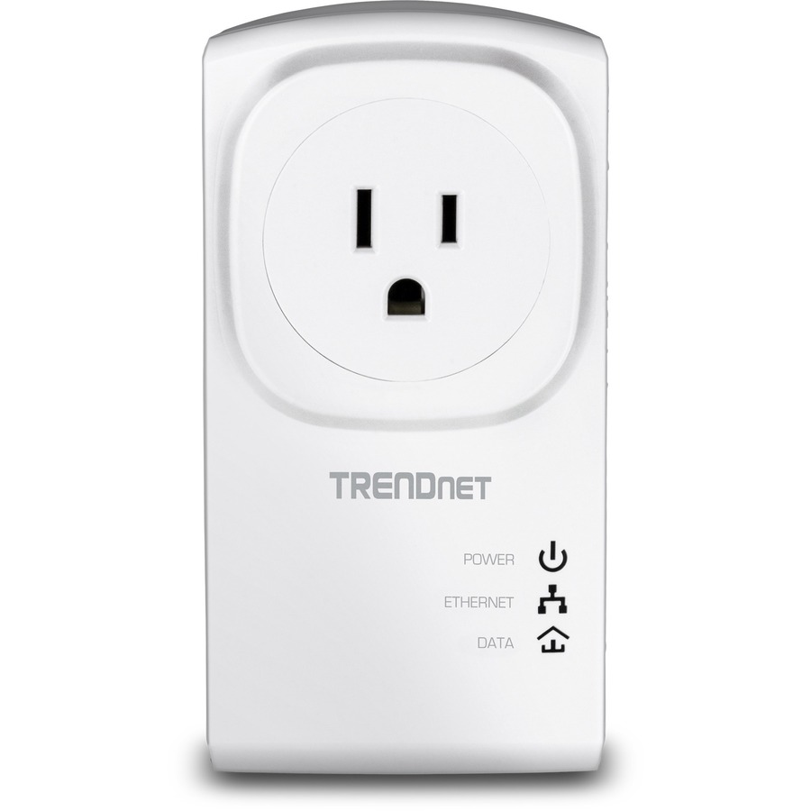 TRENDnet Powerline 500 AV Nano Adapter Kit With Built-In Outlet, Power Outlet Pass-Through, Includes 2 x TPL-407E Adapters, Plug & Play, Ideal For Smart TVs, Gaming, White, TPL-407E2K