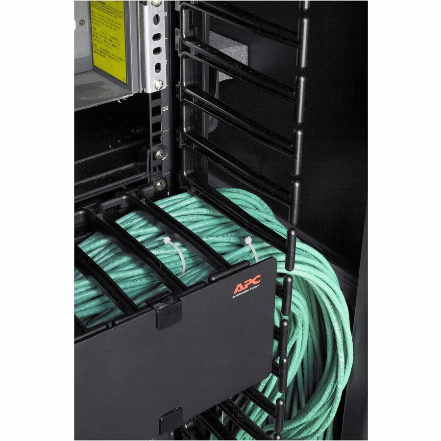 APC by Schneider Electric Vertical Cable Manager for NetShelter SX Networking Enclosures (Qty 4) - Cable Pass-through - Black - 1 - 42U Rack Height - TAA Compliant