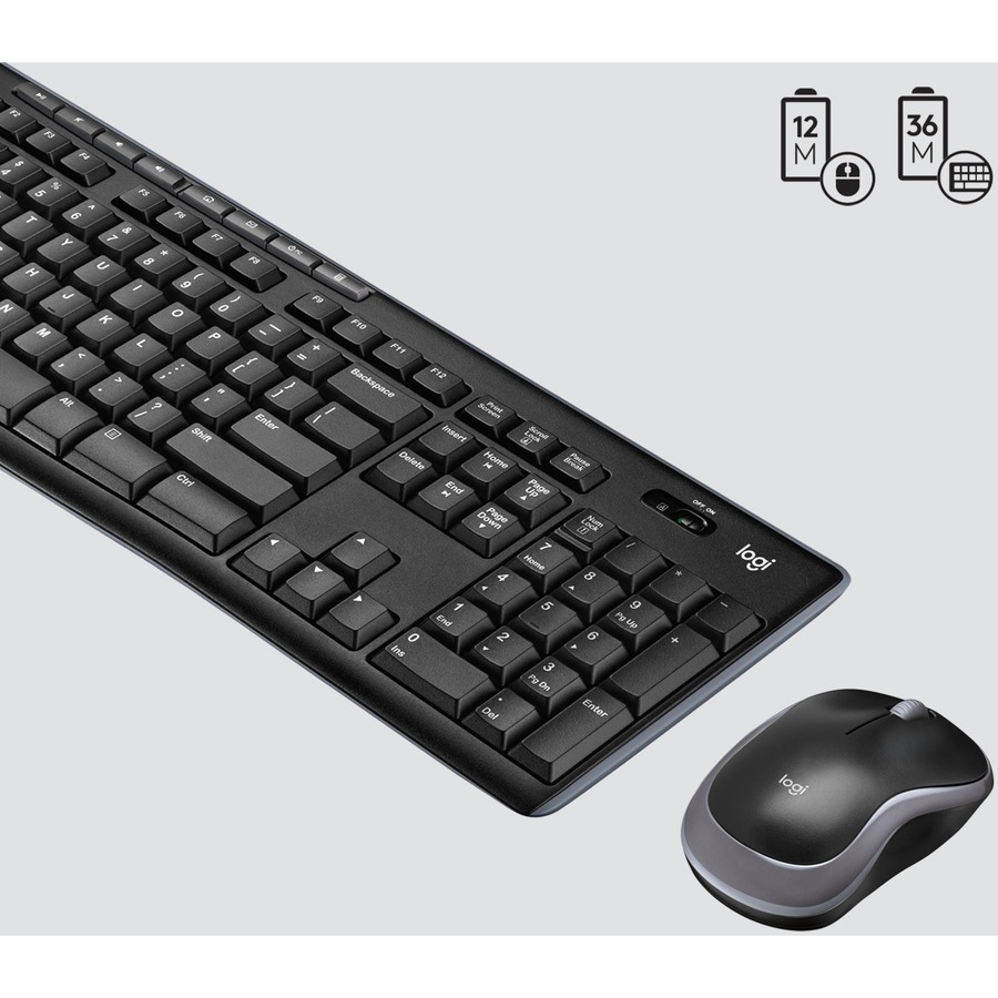 Logitech MK270 Wireless Keyboard and Mouse Combo for Windows, 2.4 GHz Wireless, Compact Mouse, 8 Multimedia and Shortcut Keys, 2-Year Battery Life, for PC, Laptop - USB Wireless RF 2.40 GHz Keyboard - English - Black - USB Wireless RF Mouse - Optical - 3 