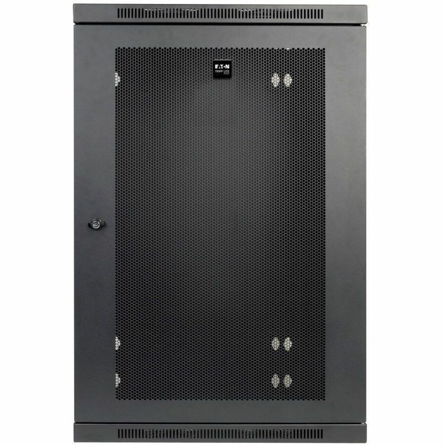 Eaton Tripp Lite Series SmartRack 18U Low-Profile Patch-Depth Wall-Mount Half-Height Rack Enclosure, Hinged Back