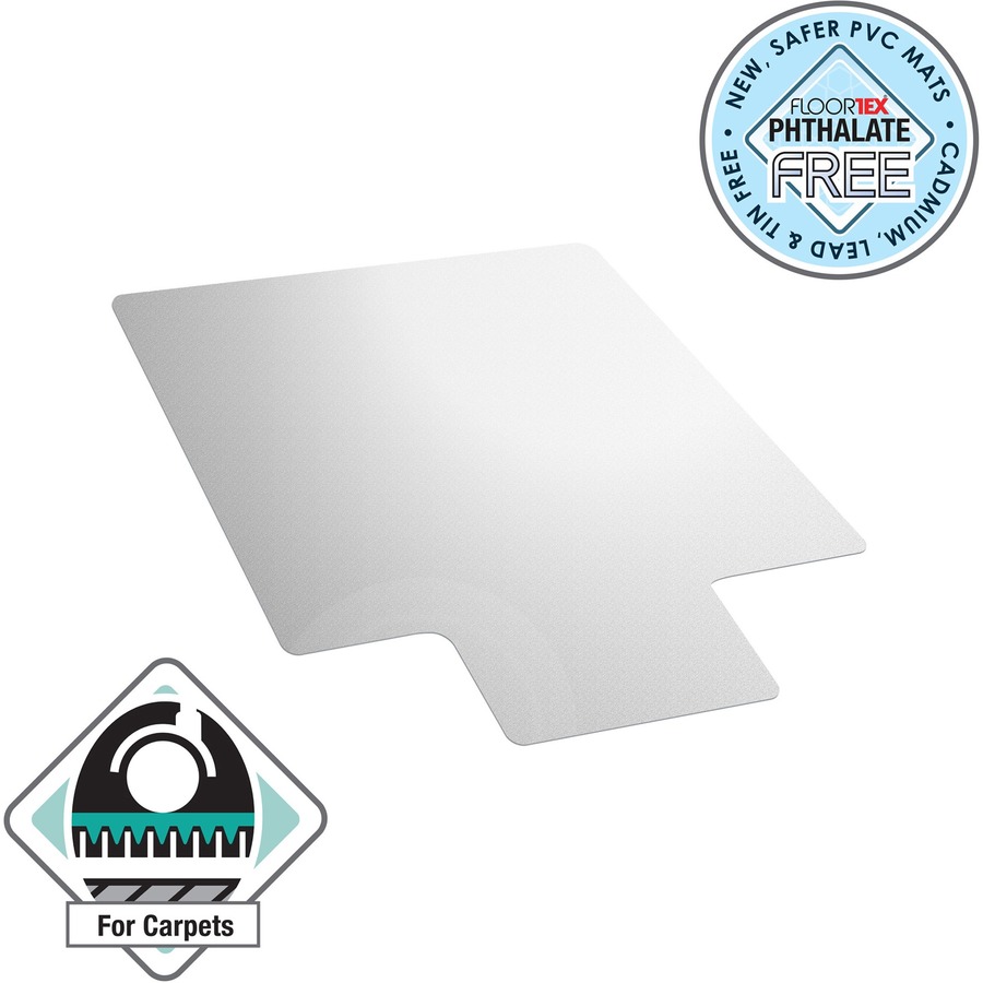 Computex® Anti-Static Vinyl Lipped Chair Mat for Carpets up to 3/8" - 36" x 48" - Carpeted Floor, Carpet, Electrical Equipment - 48" Length x 36" Width x 0.110" Depth x 0.110" Thickness - Lip Size 10" Length x 20" Width - Lipped - Polyvinyl Chloride (