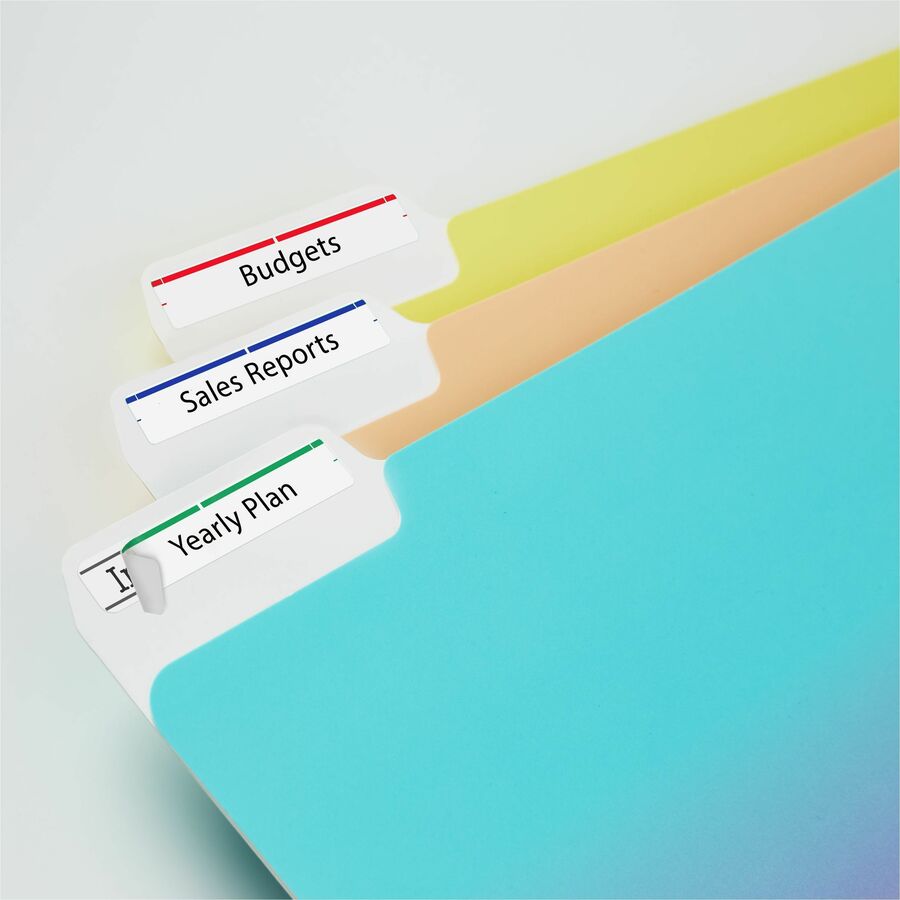 Étiquettes de classement couleurs assorties avec Technologie TrueBlock<sup>MC</sup> pour imprimantes à laser ou jet d'encre, 3-7/16" x 2/3"