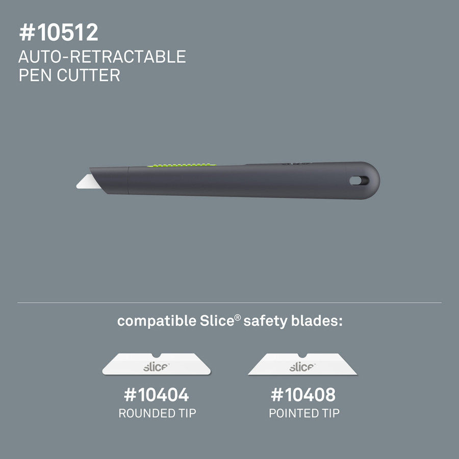 Slice, SLI10503, Auto Retract Box Cutter, 1 Each, Gray,Green
