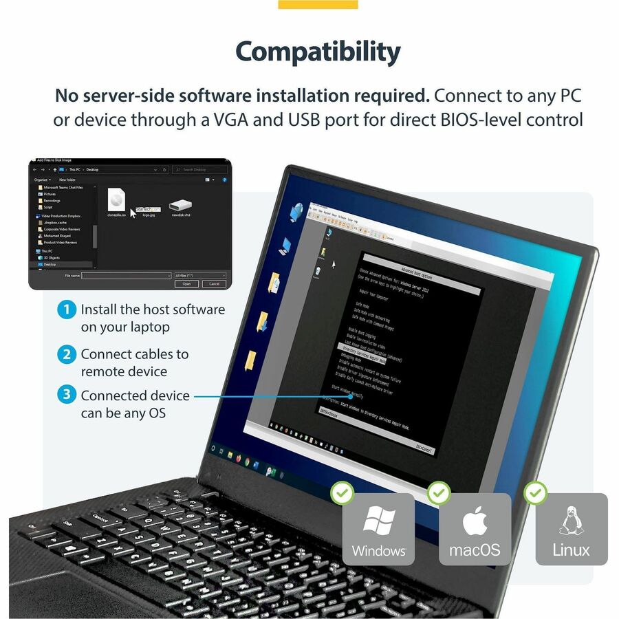 StarTech USB Crash Cart Adapter with File Transfer & Video Capture at 1920 x1200 60Hz, TAA