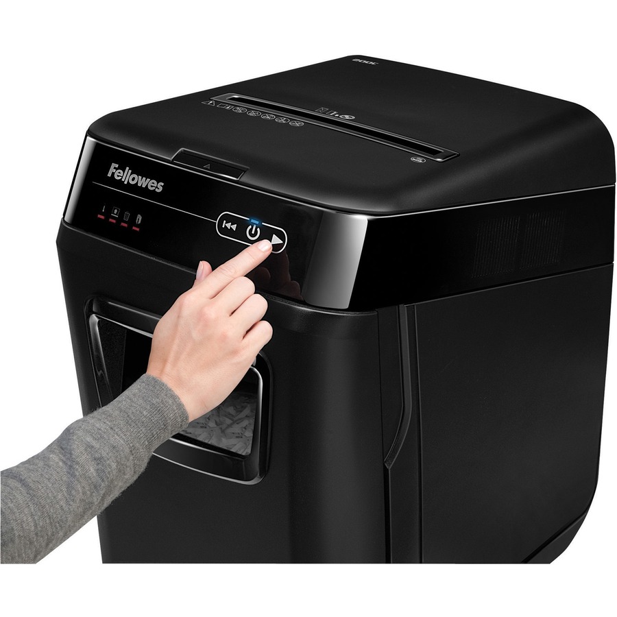 Fellowes AutoMax™ 200C Auto Feed Shredder - Non-continuous Shredder - Cross Cut - 10 Per Pass - for shredding Staples, Paper Clip, Credit Card, CD, DVD, Junk Mail, Paper - 0.156" x 1.500" Shred Size - P-4 - 11 ft/min - 9" Throat - 12 Minute Run Time