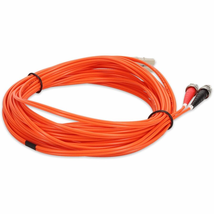 Orange 10 m OM1 duplex fiber patch cable with ST connector on one end and LC connector on the other, OFNR riser-rated — alternate view 4