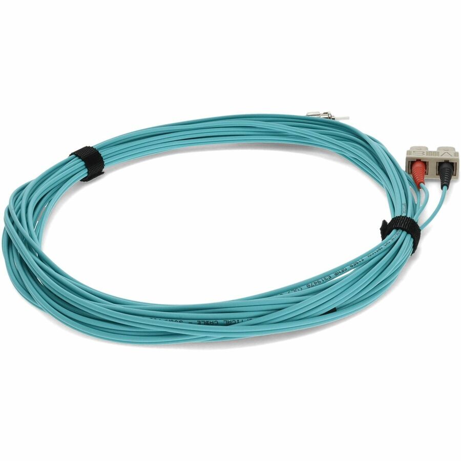 AddOn 3m ST to SC Aqua OM4 Duplex OFNR (Riser-Rated) Fiber Patch Cable