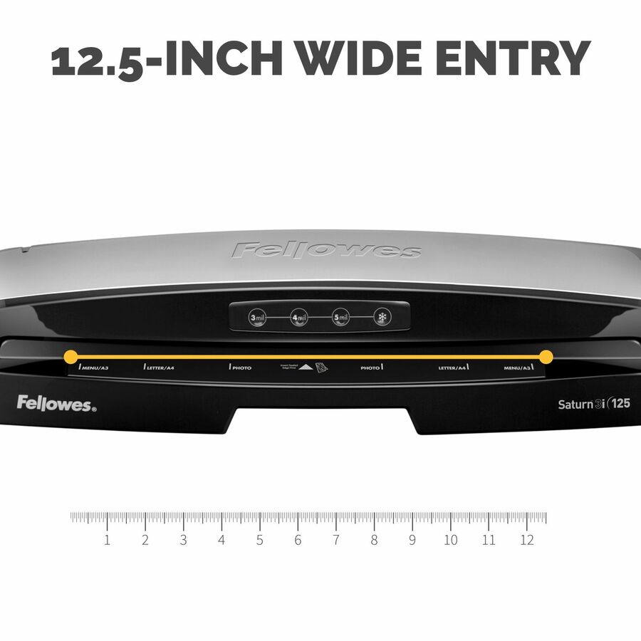 Fellowes Saturn 3i 125 Thermal Laminator Machine for Home or Office with Pouch Starter Kit, 12.5 inch, Fast Warm-Up, Jam-Free Design (57366061) - 12.50" Lamination Width - 5 mil Lamination Thickness - 4.1" x 20.9" x 5.8"