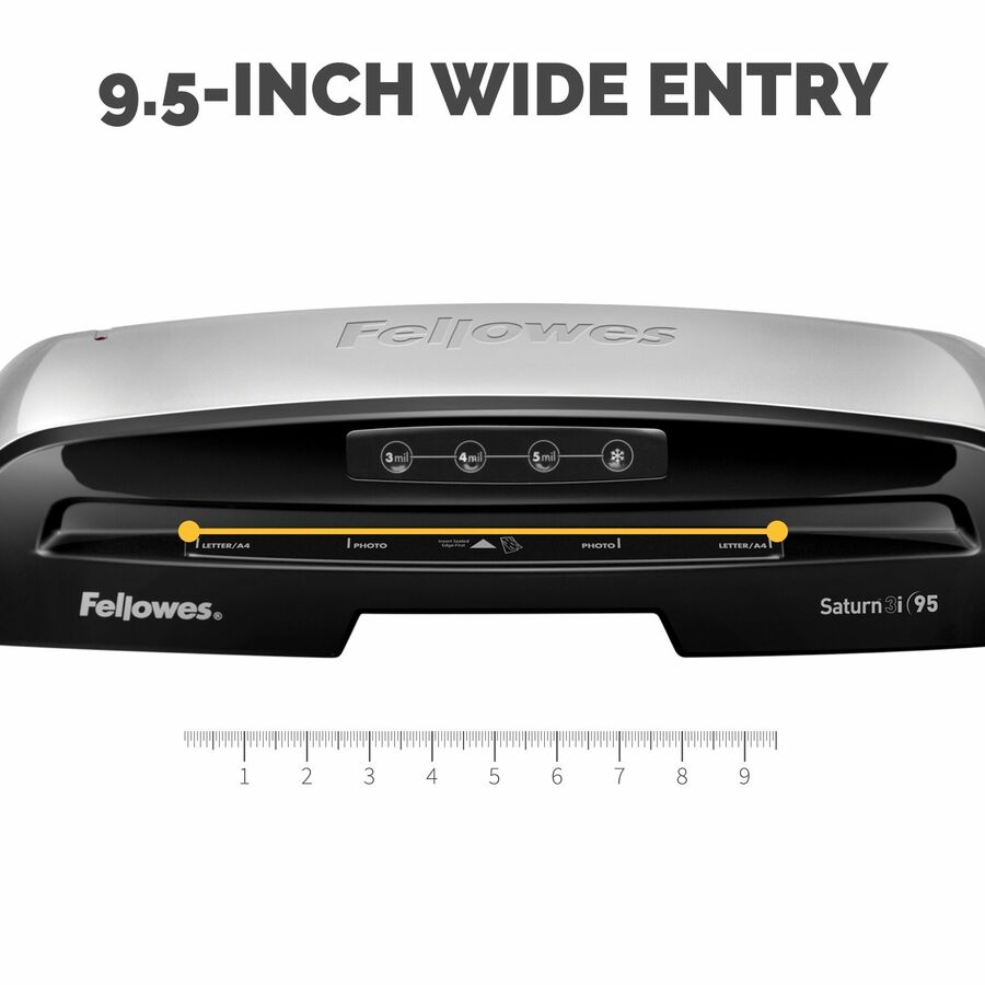 Fellowes Saturn 3i 95 Thermal Laminator Machine for Home or Office with Pouch Starter Kit, 9.5 inch, Fast Warm-Up, Jam-Free Design (5735801) - Pouch - 9.50" Lamination Width - 5 mil Lamination Thickness - 4.1" x 17.2" x 5.5"