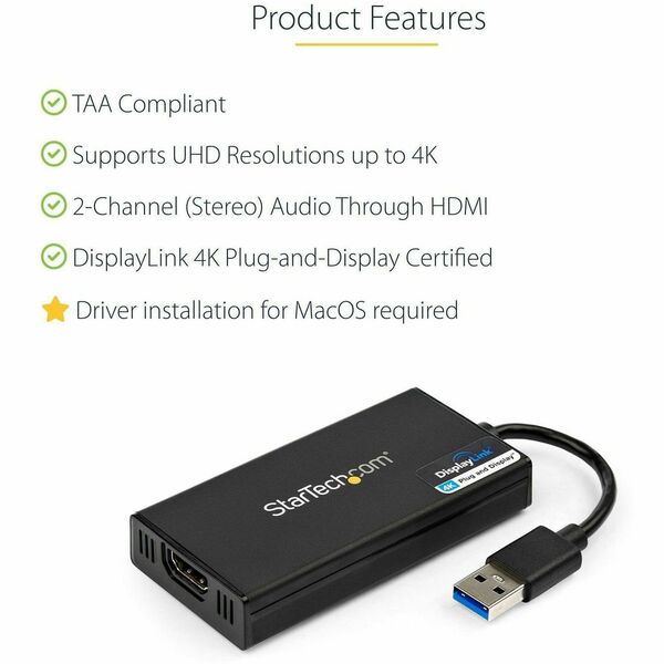 StarTech USB 3.0 to 4K HDMI® External Multi Monitor Video Graphics Adapter (USB32HD4K)