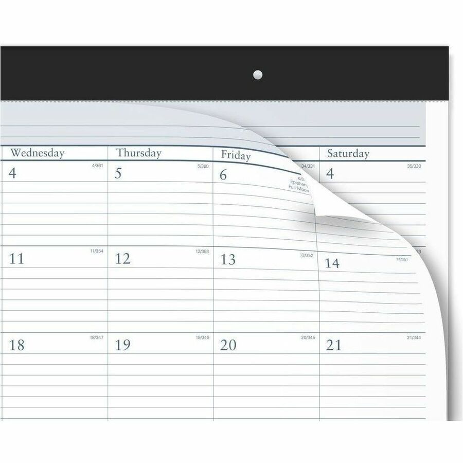 At-A-Glance Classic Monthly Desk Pad - Standard - Julian Dates - Daily, Monthly - 12 Month - January 2025 to December 2025 - 1 Day Single Page Layout - 21 3/4" x 17" Sheet Size - White Sheet - 2.37" x 2.87" Block - Headband - Desk Pad - Black, White - Pap