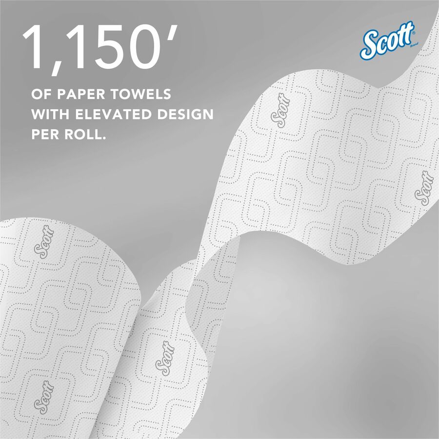 Scott Pro High-Capacity Hard Roll Towels with Elevated Design and Absorbency Pockets - 7.50" x 1150 ft - White, Blue - 6 / Carton