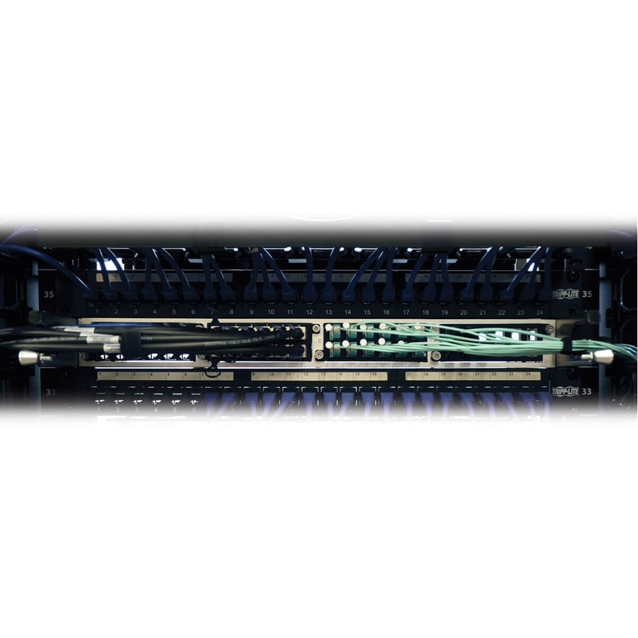 Tripp Lite by Eaton 12-Port SFP+ 10GbE Pass-through Cassette with six QSFP+ to 4xSFP+ Breakout Cables