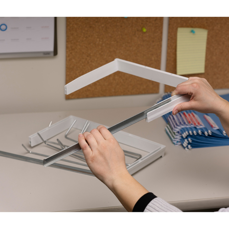 Smead Heavy-Duty Adjustable Hanging Folder Frame - Letter - 16" (406.40 mm)-24" (609.60 mm) Long - Steel, Plastic - White - Hanging Folder Frames - SMD64850