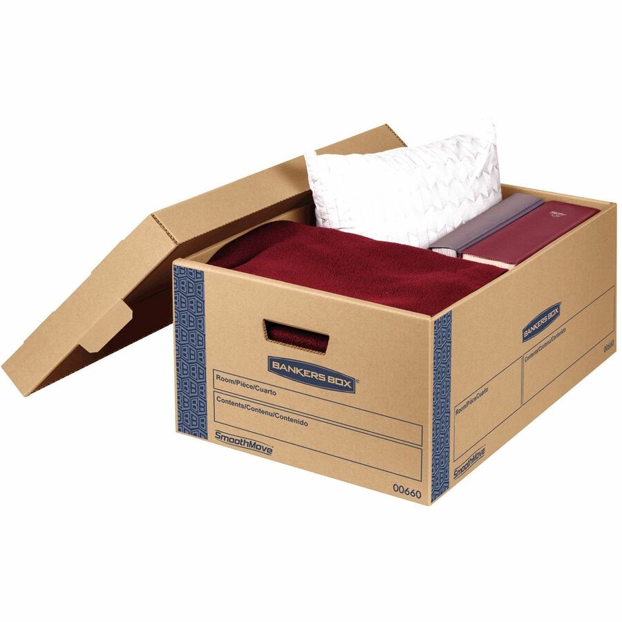 Bankers Box SmoothMove Moving Boxes - Internal Dimensions: 15" Width x 24" Depth x 10" Height - External Dimensions: 15.9" Width x 25.4" Depth x 10.3" Height - Media Size Supported: Legal - Lid Lock Closure - Double Wall - 32 ECT - Board, Corrugated Paper