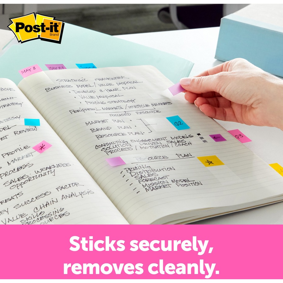 Post-it® Arrow Flags - 1/2" - Arrow - "Blank and SIGN HERE" - Green, Yellow, Blue, Red, Pink - Removable, Self-adhesive, Repositionable - 252 / Pack